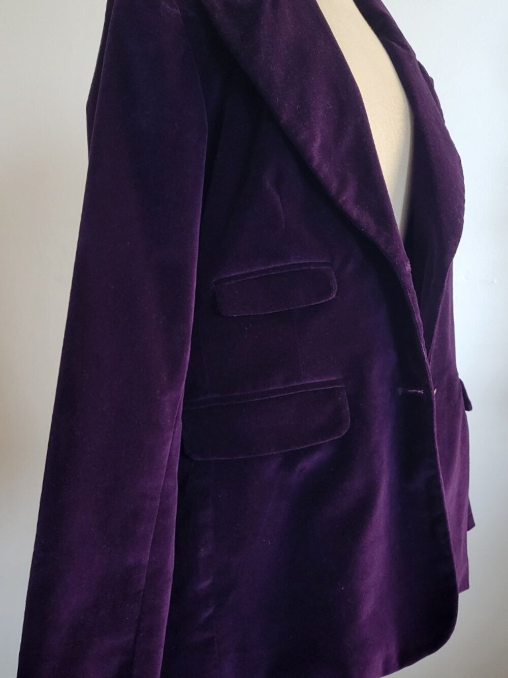 DG2 by Diane Gilman Stretch Velvet Blazer Jacket | Women's Medium | Royal Purple - Picture 6 of 16